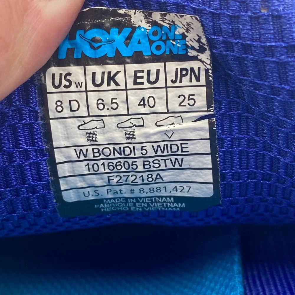 Hoka One One Bondi 5 Running Shoes‎ Womens 8 D Wide Blue Pink 1016605 BSTW
